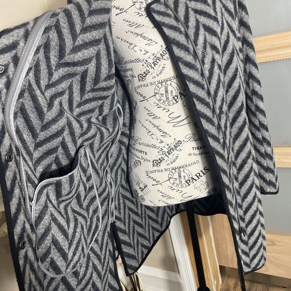 Talbots Womens Wool Blend Cardigan Sweater Medium Front Zipper Gray Long Sleeves - Picture 5 of 8